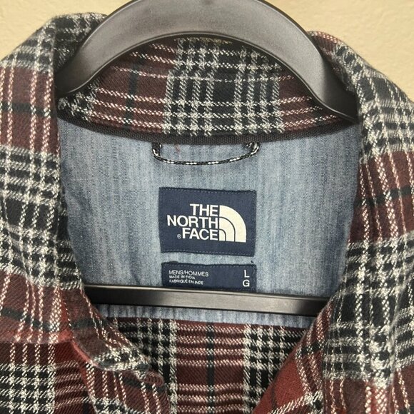 The North Face flannel long-sleeve Red Black White Grey Size Large - Picture 3 of 7